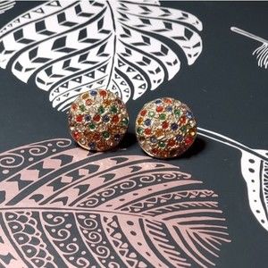 Early 1900s Antique Round Gemstone Sparkly Earrings with Screw On Back